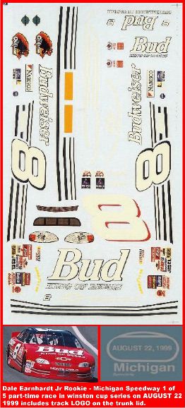#8 Dale Earnhardt Jr 3 Doors Down 2003 1/24th Scale WINSCAL NASCAR Decals 